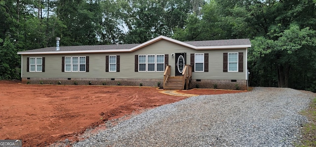 4373 Whiporwill Rd, Gillsville, GA 30543 - manufactured / mobile home featuring crawl space and view of wooded area