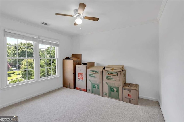 3400 Dencrest Ct SE, Smyrna, GA 30080 - empty room featuring baseboards, carpet, ceiling fan, and crown molding