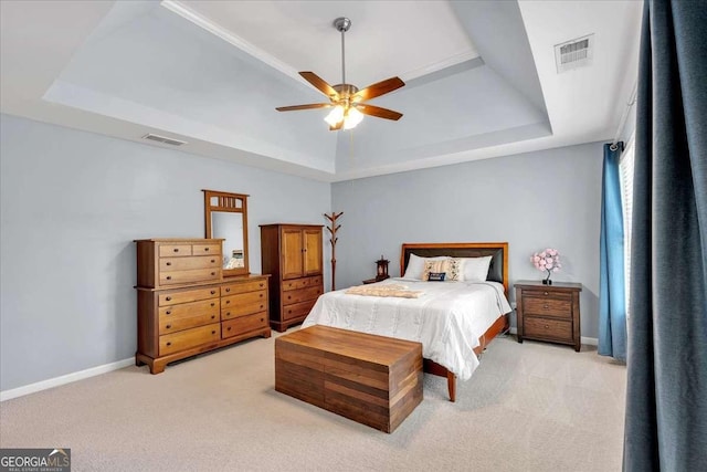 3400 Dencrest Ct SE, Smyrna, GA 30080 - bedroom featuring a tray ceiling, light colored carpet, and baseboards