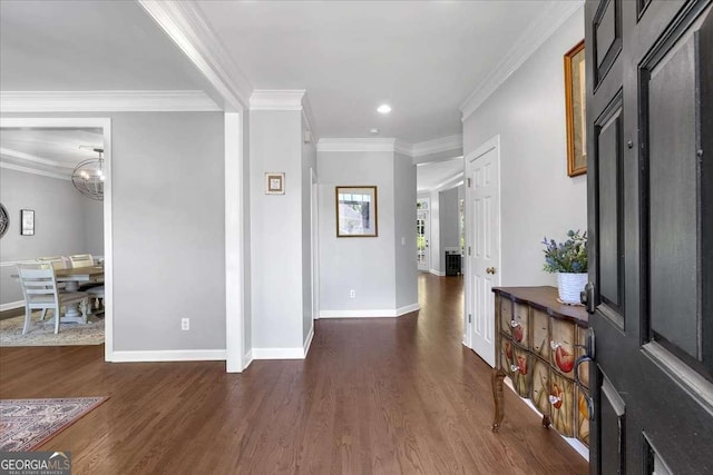 3400 Dencrest Ct SE, Smyrna, GA 30080 - entrance foyer with wood finished floors, baseboards, ornamental molding, and recessed lighting