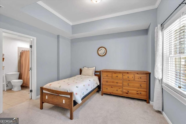 3400 Dencrest Ct SE, Smyrna, GA 30080 - bedroom with multiple windows, crown molding, carpet flooring, baseboards, and connected bathroom