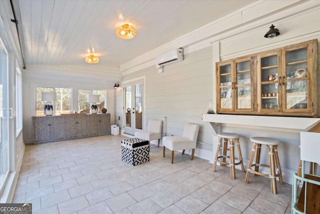 2291 Mission Oak Ter, Grayson, GA 30017 - sunroom with french doors, an AC wall unit, and tile patterned floors