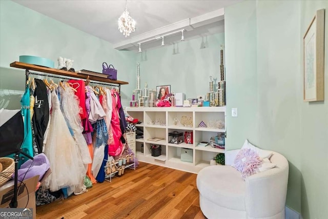 2291 Mission Oak Ter, Grayson, GA 30017 - walk in closet featuring wood finished floors and a chandelier