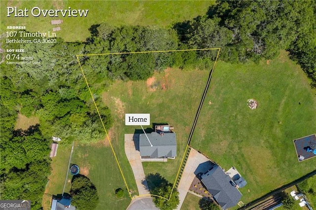 107 Timothy Ln, Bethlehem, GA 30620 - aerial view of property's location featuring property boundaries highlighted