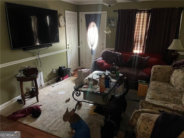 60 King Blvd, Mcdonough, GA 30253 - living room featuring baseboards and crown molding