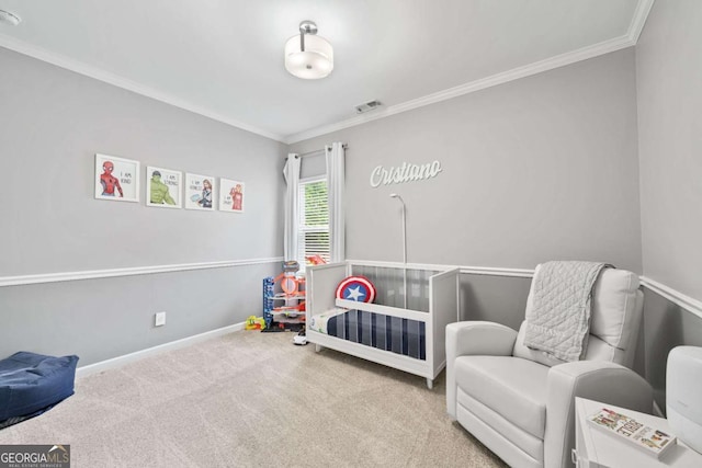 2939 Woodward Down Trl, Buford, GA 30519 - bedroom with ornamental molding, carpet flooring, and baseboards