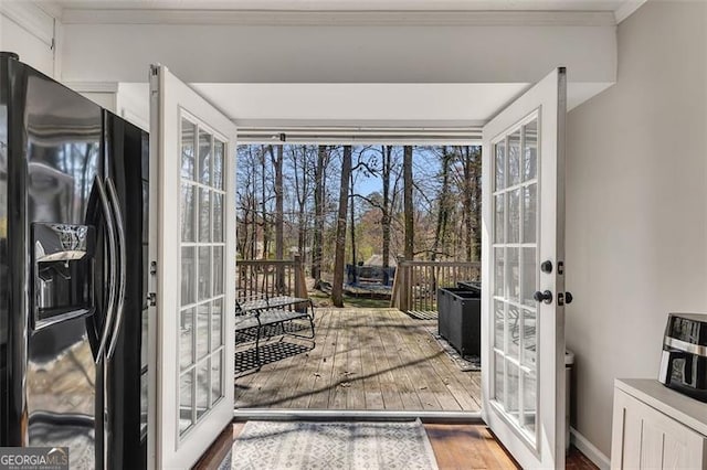 3271 Sutcliffe Rdg, Marietta, GA 30064 - doorway with french doors, hardwood / wood-style flooring, crown molding, and baseboards
