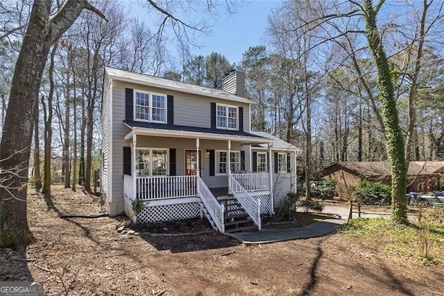 3271 Sutcliffe Rdg, Marietta, GA 30064 - view of front of property with covered porch and a chimney