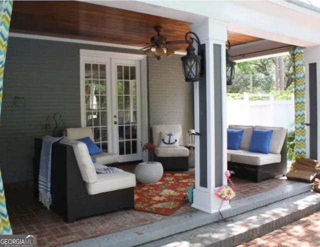 1201 Rawson Dr, Albany, GA 31701 - view of patio with french doors and ceiling fan