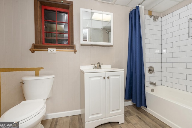 3431 Alcan Way, Tucker, GA 30084 - bathroom featuring wood finished floors, vanity, toilet, and shower / bath combination with curtain
