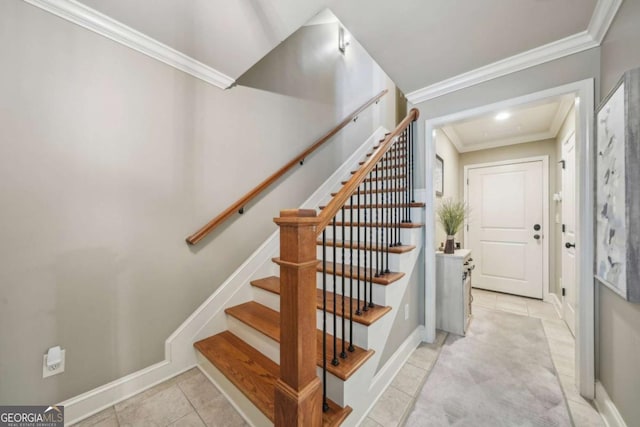 1858 Preserve Way, Atlanta, GA 30341 - stairway with ornamental molding, baseboards, and tile patterned flooring