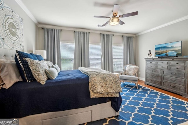 1858 Preserve Way, Atlanta, GA 30341 - bedroom featuring ornamental molding, wood finished floors, ceiling fan, and baseboards