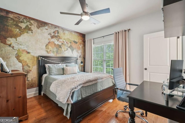 1858 Preserve Way, Atlanta, GA 30341 - bedroom featuring a desk, wood finished floors, ceiling fan, and baseboards