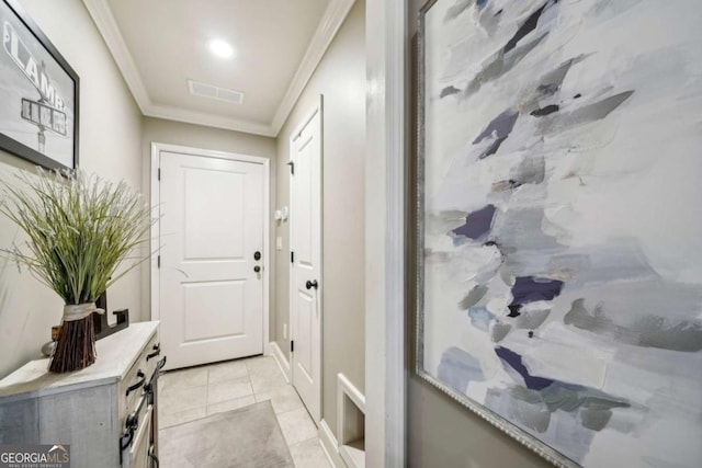 1858 Preserve Way, Atlanta, GA 30341 - doorway to outside featuring crown molding and light tile patterned flooring