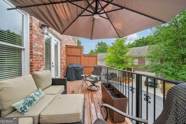 1858 Preserve Way, Atlanta, GA 30341 - wooden deck featuring area for grilling and an outdoor living space