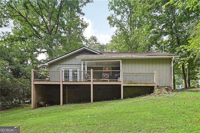 3068 Summer Lake Dr, Gainesville, GA 30506 - rear view of property featuring a wooden deck and a lawn