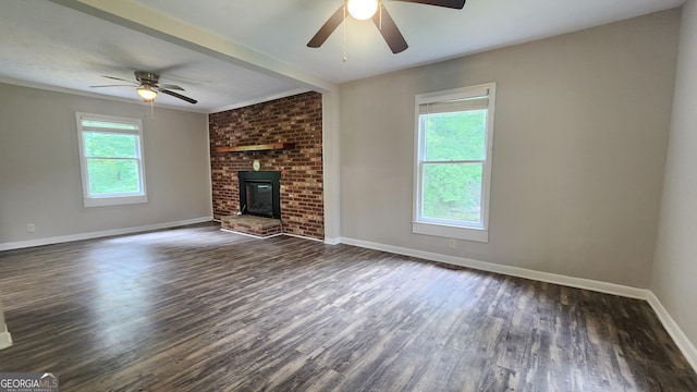 4326 Ga Highway 109, Molena, GA 30258 - unfurnished living room with healthy amount of natural light, ceiling fan, and dark wood-style flooring