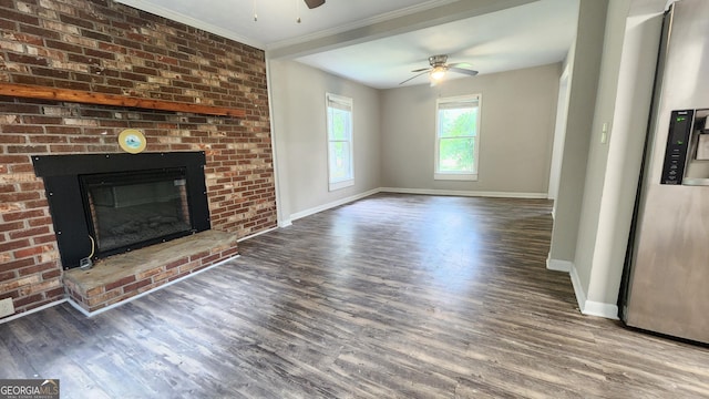 4326 Ga Highway 109, Molena, GA 30258 - unfurnished living room with ceiling fan, baseboards, wood finished floors, and crown molding