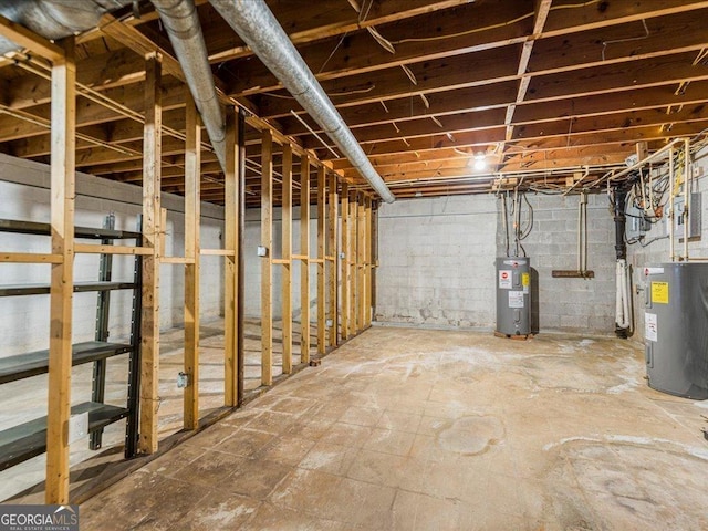 1110 Upper Hembree Rd, Roswell, GA 30076 - unfinished basement with water heater