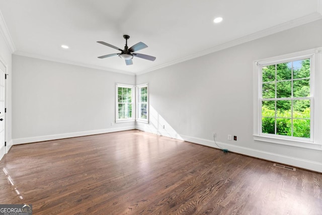 590 Arthur Rd, Canton, GA 30115 - unfurnished room with ornamental molding, ceiling fan, wood finished floors, and recessed lighting