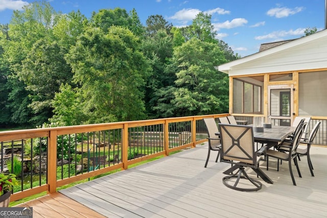 590 Arthur Rd, Canton, GA 30115 - deck featuring outdoor dining area and a sunroom