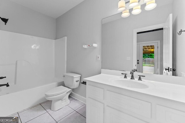 590 Arthur Rd, Canton, GA 30115 - bathroom featuring vanity, tile patterned flooring, a chandelier, and shower / tub combination