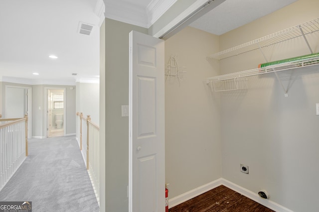 165 Hidden Lake Dr, Fayetteville, GA 30215 - washroom with crown molding, hookup for an electric dryer, baseboards, and recessed lighting