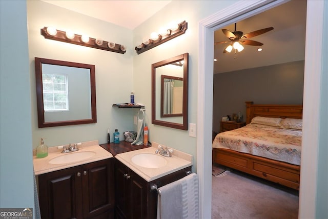 236 Hiram Sudie Rd, Dallas, GA 30157 - ensuite bathroom featuring two vanities and ceiling fan