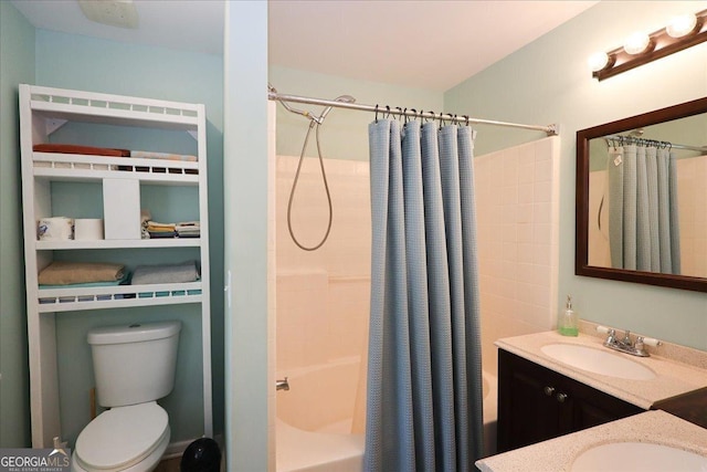 236 Hiram Sudie Rd, Dallas, GA 30157 - full bath featuring shower / bathtub combination with curtain, toilet, and vanity
