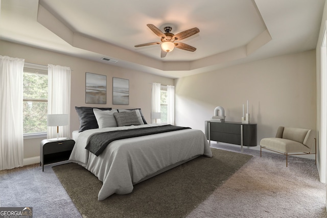 31 Blarneystone Way, Adairsville, GA 30103 - bedroom featuring a raised ceiling, carpet, a ceiling fan, and baseboards