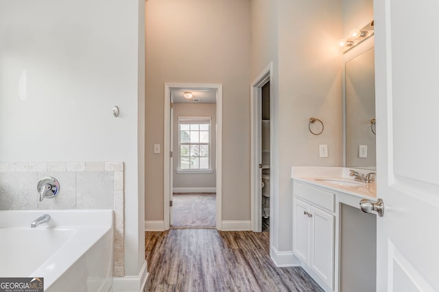 31 Blarneystone Way, Adairsville, GA 30103 - full bathroom featuring vanity, a garden tub, wood finished floors, and baseboards