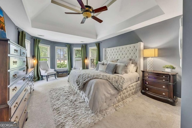320 Ironhill Trce, Woodstock, GA 30189 - carpeted bedroom with a raised ceiling and ceiling fan
