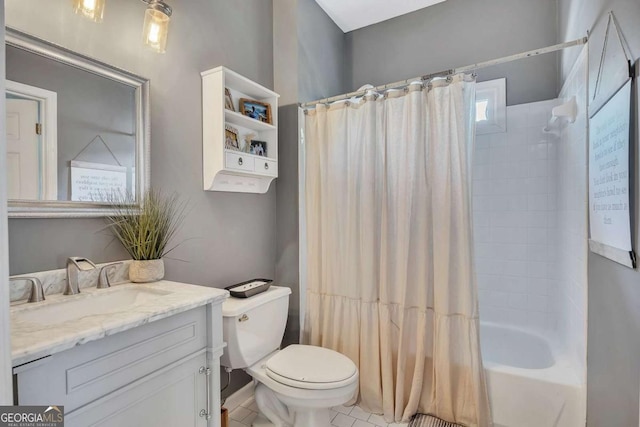 320 Ironhill Trce, Woodstock, GA 30189 - bathroom featuring vanity, toilet, and shower / tub combo