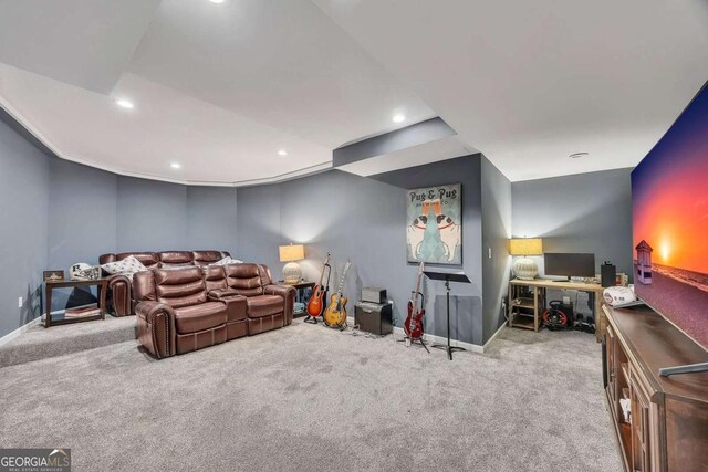 320 Ironhill Trce, Woodstock, GA 30189 - cinema with carpet floors, recessed lighting, and baseboards