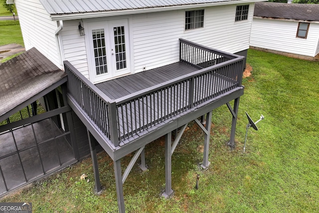 243 Mulkey Rd, Demorest, GA 30535 - wooden terrace featuring a yard and french doors