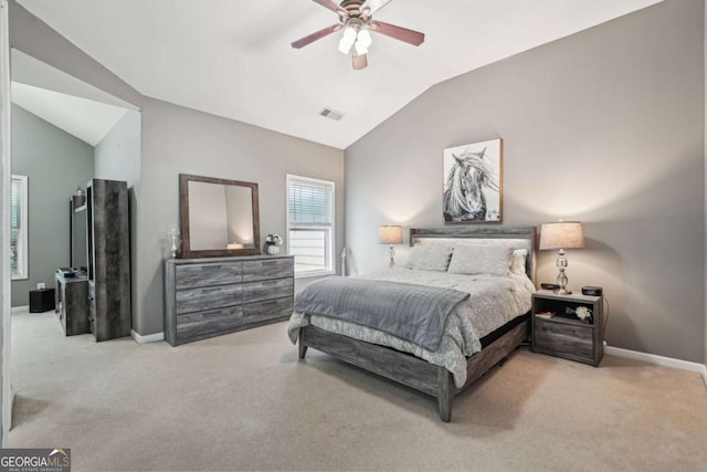2910 Cross Creek Dr, Cumming, GA 30040 - bedroom featuring lofted ceiling, carpet, baseboards, and ceiling fan