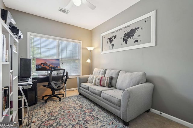 2910 Cross Creek Dr, Cumming, GA 30040 - carpeted office featuring baseboards and ceiling fan
