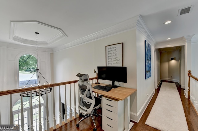 7920 Tintern Trce Unit 298, Duluth, GA 30097 - office space with crown molding, dark wood finished floors, recessed lighting, and baseboards