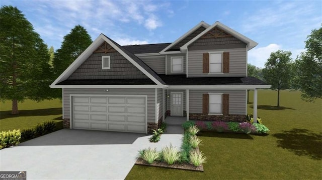 6413 River Plantation Dr, Lula, GA 30554 - view of front of property with concrete driveway, a front lawn, and a garage