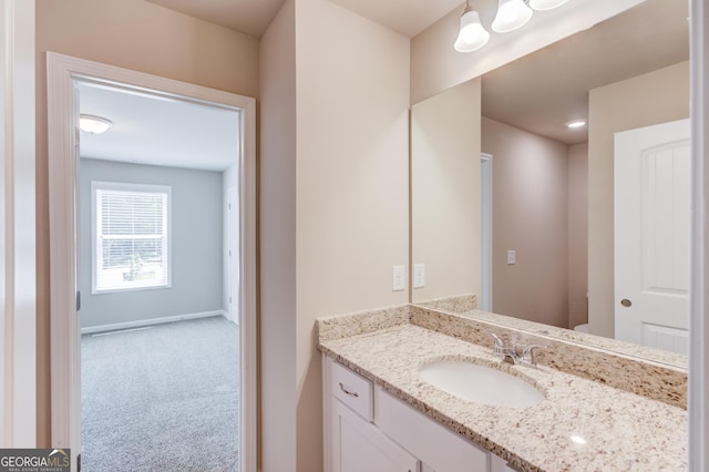 6413 River Plantation Dr, Lula, GA 30554 - bathroom with vanity and baseboards