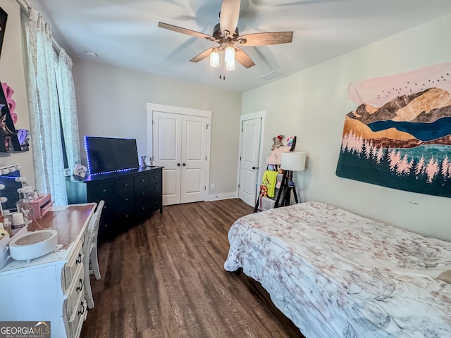 2980 Hd Atha Rd, Covington, GA 30014 - bedroom featuring wood finished floors, ceiling fan, and a closet