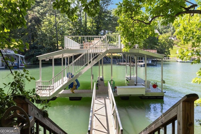 6551 Bermuda Ln, Flowery Branch, GA 30542 - dock with a water view and stairs