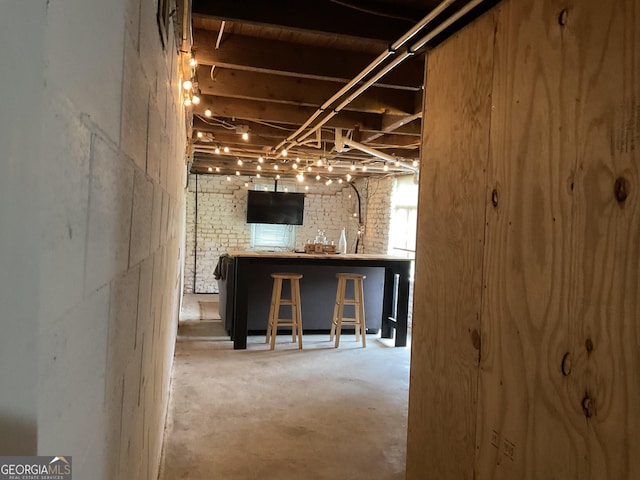 574 Lakeview Dr, Gainesville, GA 30501 - unfinished basement with brick wall