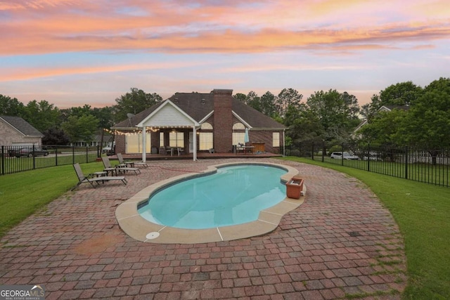 1535 Lake Dow Rd, Mcdonough, GA 30252 - view of swimming pool with a patio area, view of wooded area, and a pergola