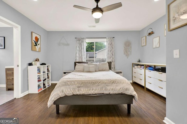 717 Morningside Dr, Dalton, GA 30721 - bedroom featuring dark wood-style floors, a ceiling fan, and recessed lighting