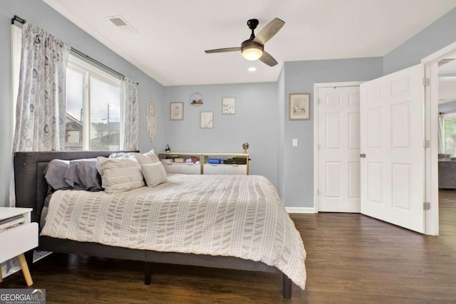 717 Morningside Dr, Dalton, GA 30721 - bedroom featuring dark wood finished floors, a ceiling fan, and recessed lighting