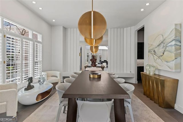 8610 Sentinae Chase Dr, Roswell, GA 30076 - dining area with tile patterned flooring and recessed lighting
