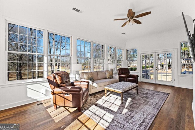 135 Mill Race Rd, Thomaston, GA 30286 - sunroom / solarium featuring french doors, baseboards, and wood finished floors