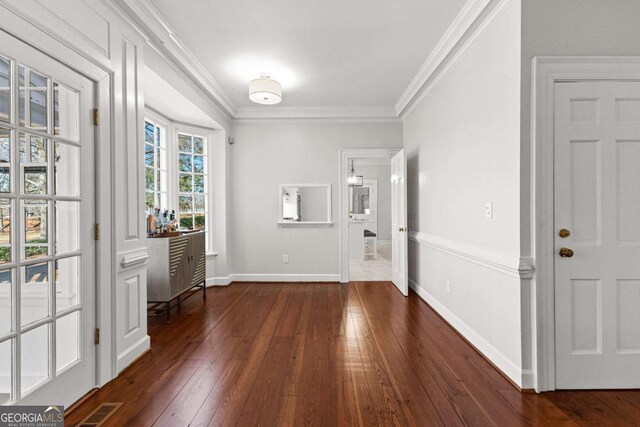135 Mill Race Rd, Thomaston, GA 30286 - foyer featuring dark wood-style flooring, ornamental molding, and baseboards