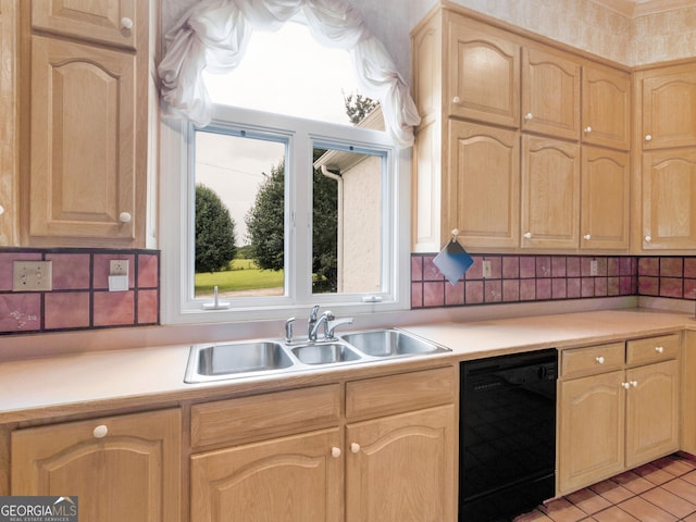 474 N Rover Rd, Williamson, GA 30292 - kitchen featuring dishwasher, a sink, and light brown cabinets